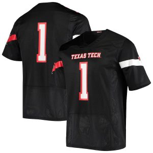 1TexasTechRedRaidersUnderArmourLogoReplicaFootballJersey-Black