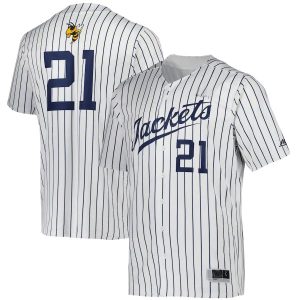 21GeorgiaTechYellowJacketsadidasButton-UpBaseballJersey-White