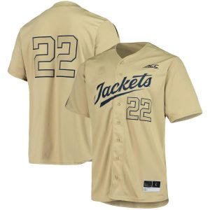 22GeorgiaTechYellowJacketsadidasButton-UpBaseballJersey-Gold