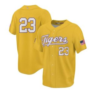 23LSUTigersProSphereUnisex2023NCAAMen_sBaseballCollegeWorldSeriesChampionsJersey-Gold