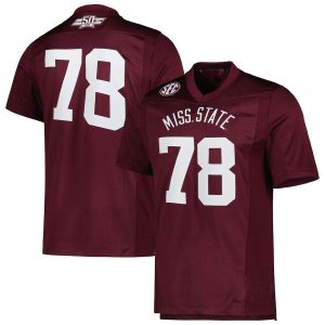 78MississippiStateBulldogsadidasDowsingxBell50YearsPremierStrategyJersey-Maroon