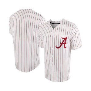 AlabamaCrimsonTidePinstripeReplicaFull-ButtonBaseballJersey-White-Crimson-1