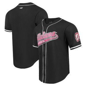 AlabamaCrimsonTideProStandardMeshFull-ButtonReplicaBaseballJersey-Black