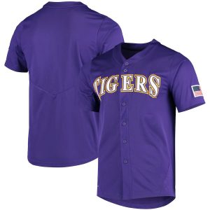 LSUTigersNikeVaporUntouchableEliteReplicaFull-ButtonBaseballJersey-Purple-1